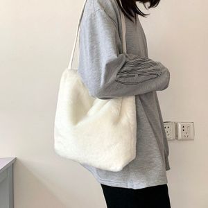 Pluizige Tassen Voor Vrouwen Trending Leuke Shopper Tote Schouder Luxe Faux Fur Kleine Mode Eenvoudige Vrouwelijke Pluche Handtassen