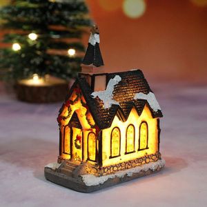 Kerstverlichting Hars Miniatuur Huis Meubelen Led Huis Versieren Creatieve Kerstcadeaus Verlichting Party 03