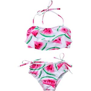 Meisjes Twee Stukken Badpak 2 Stuks Kids Meisje Halter Watermellon Badmode Badpak Ruche Top Slips Beachwear Badpak