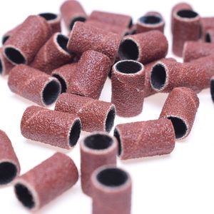 100Pcs Schuurband Aluminiumoxide Zand Ring Nail Drill File Bits Slijpen Hoofd Polijstmachine Essentiële Benodigdheden Manicure Tool