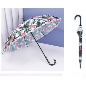 Children's Umbrellas Flamingos Transparent Umbrellas Girl's Long Handle Umbrella Fresh And Simple Student's Wwindbreak Umbrella