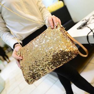 Vrouwen Dames Glitter Pailletten Handtas Fonkelende Feestavond Envelop Clutch Bag Portemonnee Tote Purse Zwart Goud Zilver