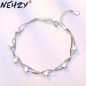 Nehzy 925 Sterling Zilveren Vrouw Sieraden Brand Doos Zoete Dubbele Snake Bone Chain Armband 17 + 3Cm