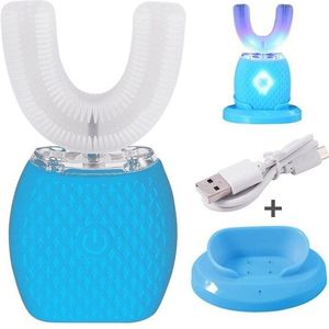 Elektrische Tandenborstel U Type Automatische 360 Graden Sonic Siliconen Tandenborstel Usb Oplaadbare Blauw Licht Tanden Schoner