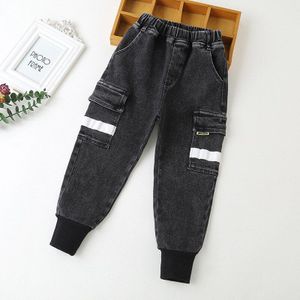 Kids Denim Cargo Broek Mode Jeans Voor Jongens Lente Herfst Kinderen Casual Elastische Taille Broek Tiener Streetwear Jongen Jeans