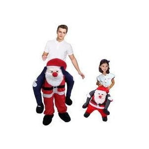 Volwassen Kids Novelty Kerstman Kostuum Kerst Carry Back Grappig Pak Rit op Kerstman Mascotte Kostuum Unisex Cosplay Kleding