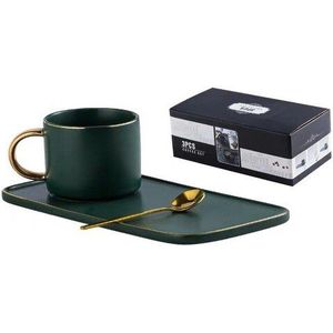 Chinese Thee Cup Set Porselein Eco Vriendelijke Eenvoudige Moderne Keramische Kopje Koffie Set Schotel Lepel Servies Xicara Drinkware EB50BD