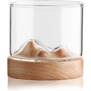 5oz Mountain Wijn Glas met Houten Bodem Whiskyglazen Japanse Huishouden Thee Cup