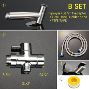 Rvs Wc Hand Held Bidet Kraan Spuit Bidet Shattaf Spuit Set Voor Badkamer Zelfreinigende Douchekop AP2100