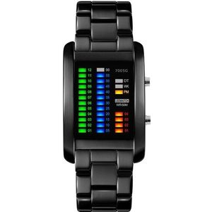 Binary Sport Horloges mannen Mode LED Horloge Elektronische Silver Tungsten Black Steel Klok Waterdichte Outdoor COOL Man Horloge