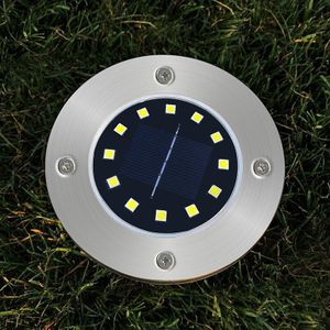 Solar Ondergrondse Rvs Lichten 12LED Koplamp Kralen Tuin Ondergrondse Lichten Outdoor Begraven Vloerlamp IP65