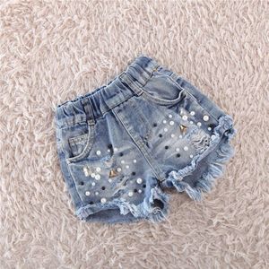 Baby meisje jongen clothesKid Meisjes Denim Shorts Kids Kinderen wedstrijd parel gat Koreaanse wassen jeans shorts
