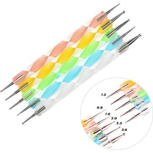 5 Stks/set 2 Way Puntjes Pen Nail Tool Nail Art Pen Set Voor Uv Gel Nail Te Marbleizing Schilderen Tool nail Art Dot Set