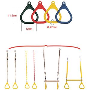 6 Pcs Trapeze Ringen Voor Swing Outdoor Speeltoestellen Swing Ring Accs - Red & Blue & Yellow