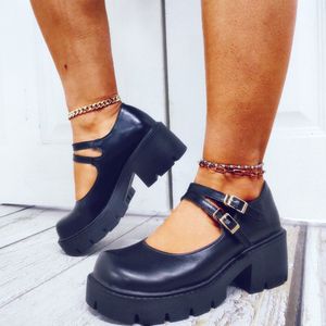 Lente Zomer Zoete Lolita Stijl Black Gothic Cosplay Mary Janes Gesp Platform Chunky Hakken Meisjes Schoenen Vrouwen Pompen