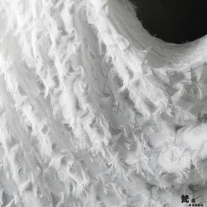 Luxe vrouwen jurk kant materiaal goede ! 1 Yard 3d white lace stof met veer en kwastje!