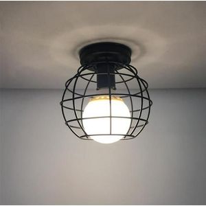 E27 Plafondlamp Armatuur Vintage Loft Zwarte Ijzeren Kooi Led Plafondlamp Nordic Metalen Licht Voor Keuken Slaapkamer Balkon Asile bar