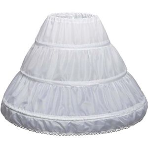 Anti Wit Kinderen Petticoat A-lijn 3 Hoepels Een Layer Kids Crinoline Kant Trim Bloem Meisje Jurk Onderrok Taille Elastische Goedkope