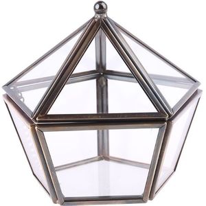 Pentagon Geometrische Clear Glas Ring Box Jewelry Case Ketting Opslag Decoratie