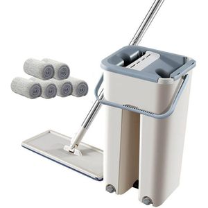 Doek Hand Gratis Wringen Huis Floor Cleaning Mops Platte Squeeze Magic Automatische Mop En Emmer Set