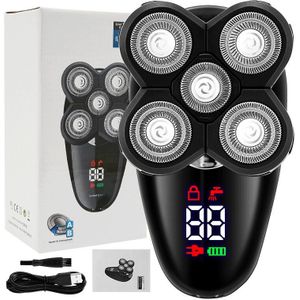 Elektrische Razor Voor Mannen Bald Head Scheerapparaat Led Display Neus Baard Trimmer Clippers Gezichtsreiniging Borstel Usb Oplaadbare