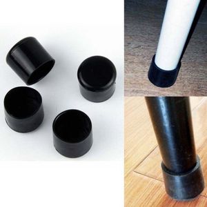4 Stks/set Zwart Pvc Plastic 16/19/22/25/28Mm Stoelpoot Caps Voeten Protector pads Meubels Tafel Covers Ronde Bodem