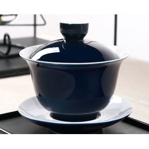 Indigo Glazuur Porselein Thee Terrine Cup, chinese Rode Cover Kom Porseleinen Pot Set Reizen Mooie Waterkoker Thee Set Gaiwan 180Ml