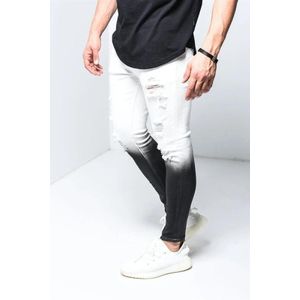 Mannen Ripped Stretch Skinny Jeans Voor Tieners Gradiënt Kleur Enkel Rits Jeans