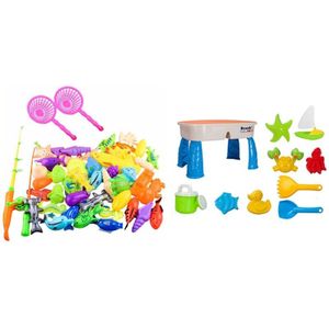 40 Stks/set Kinderen Netic Vissen Ouder-kind Interactief Speelgoed & 1Set Zand En Water Tafel Set Met deksel Deksel