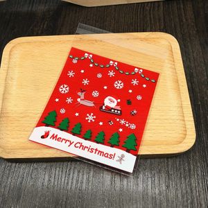 Kerstcadeau Rode Onderkant Slee Kerstman Patroon Transparante Zelfdichtende/Koekjes/Snack Bag 100 jaar Universele