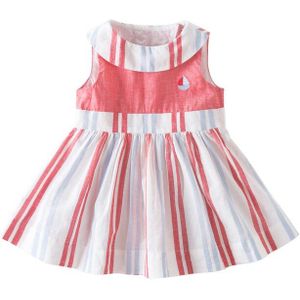 DBS12581 Dave Bella Zomer Baby Meisje Leuke Patchwork Gestreepte Jurk Kinderen Party Jurk Kids Baby Lolita Kleding