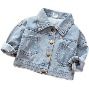 Herfst Denim Jas Korte Paragraaf 0-3 Jaar Oude Jongen Cartoon Leuke Kinderkleding