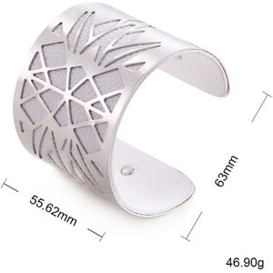 Teamer Georgette Armbanden Vrouwen Hollow Geometrische Manchet Armband Mannen Zwart Rood Pu Leer Brede Armband Indian Sieraden