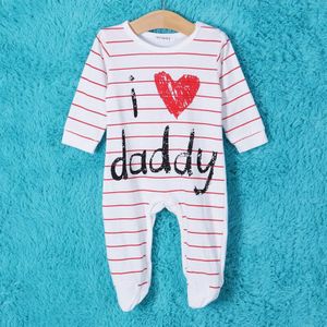 Pasgeboren Baby Baby Jongens Meisje Romper Casual Mooie Lange Mouw O-hals Bedekt Knop Dot Gestreepte Brief Romper 2 Stijl 0-24M