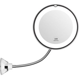 Led 10X Make-Up Spiegel 360 Graden Swivel Flexibele Vergrootglas Verlichte Spiegel Verlichte Daglicht, Cordless & Compact Reizen Spiegel
