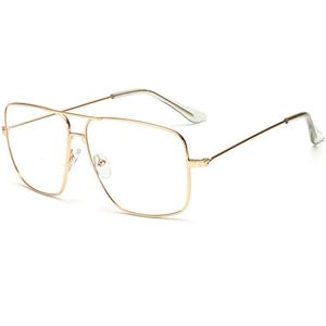 Vintage Gold Metal Frame Brillen Heren Dames zonnebril Retro Vierkante Optische Lens Eyewear Nerd Clear Lens Bril GOZLUGU