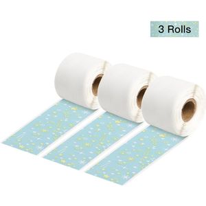 Aibecy 3 Rolls Zelfklevende Thermisch Papier Zwart Op Ster Achtergrond 15Mm * 3.5M Compatibel Met Phomemo m02S Thermische Printers