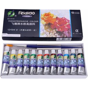 12 Colors Oil Paints Gouache Paint Tubes Set 5ml Painting Drawing Pigments Art Supplies Artist Painting Set with Brush