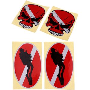 4 Stuks Grote Waterdichte Duiken Fin Flippers Stickers Decals Accessoires