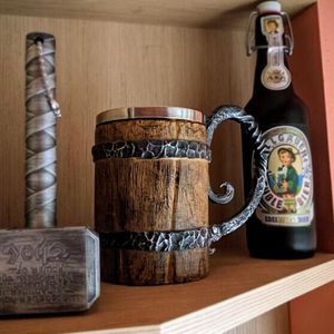 Aankomst Viking Hout Stijl Bier Mok Als Kerstcadeau