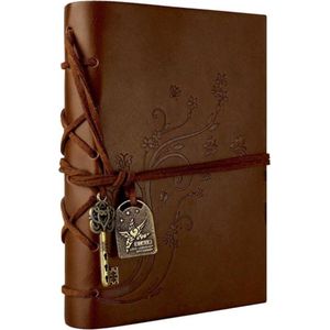 Lederen Schrijven Journal Notebook Classic Key Gebonden Retro Vintage Notebook Dagboek Schetsboek met Ongevoerd Reisverslagen