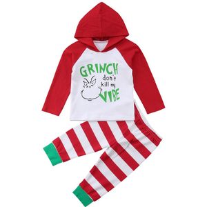 0-24 m Kerst Kostuum Voor Kinderen Xmas Pasgeboren Baby Meisje Jongen Hooded Tops Streep Rode Broek Leuke Kinderen kleding Outfits Set
