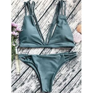 Vrouwen Driehoek Bikini Set Badmode Dames Bandage Push-Up Badpak Beachwear Zwemmen Kleding