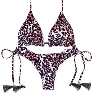 Vrouwen Bikini Zwemmen Set Push-Up Animal Print Leopard Hoge Taille Strand Badpak Bandeau Bh Badpak Badmode #40