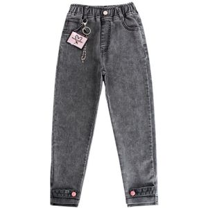 Meisjes Jeans Lente Broek Grijs Zwart Tiener Potlood Jeans Kinderen Elastische Taille Koreaanse Denim Broek Voor Meisje Broek Kinderen Kleding