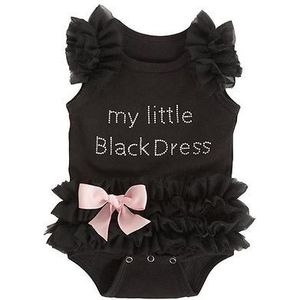 Mode Pasgeboren Baby Meisjes Kleding mijn Kleine Zwarte Jurk Kant Tule Bodysuit Outfits