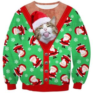 3D Print Kitty Kat Huisdier Nep tweedelige Novelty Winter Lelijke Vrolijk Kerstfeest Trui Funny Xmas Womens Mens unisex Trui