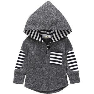 Peuter Baby Baby Jongens Gestreepte Hoodie Pocket Sweatshirt Trui Tops Kleding Casual wear & #