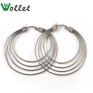 Wollet Sieraden Rvs Oorbel Jassen Eardrop Dangler Hart Ronde voor Vrouw Metallic Zilver Kleur