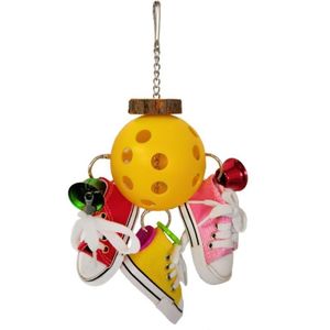 Mini Canvas Schoenen Papegaai Vogel Chew Speelgoed Opknoping Kooi Decoratie Bite Bal Kleurrijke Bell Staande Klimmen Swing Baars